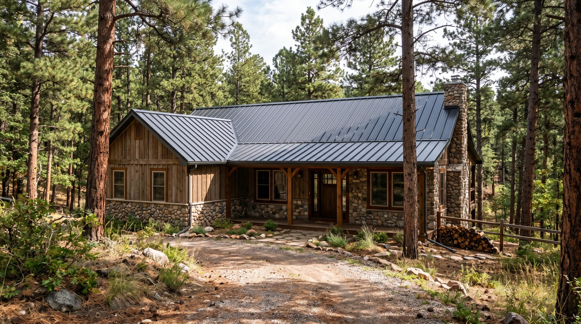 New standing-seam metal roof after replacement